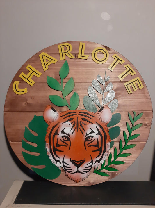 Personalised Jungle Tiger Wall Sign